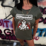 KILL COMFORT ROAD RASH MUSCLE MILITARY GREEN TEE