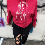 ONE LAST FU ROAD RASH RED STITCHES HOODIE
