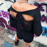 FEROCIOUS ROAD RASH SLASH X WIDENECK CROP BLACK SWEATSHIRT
