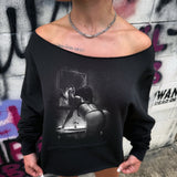 FEROCIOUS ROAD RASH SLASH X WIDENECK CROP BLACK SWEATSHIRT