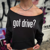 GOT DRIVE ROAD RASH SLASH X WIDENECK CROP BLACK SWEATSHIRT
