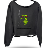 DEATH GLOW ROAD RASH SLASH X WIDENECK CROP BLACK SWEATSHIRT