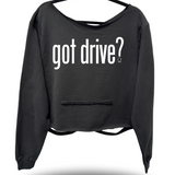 GOT DRIVE ROAD RASH SLASH X WIDENECK CROP BLACK SWEATSHIRT