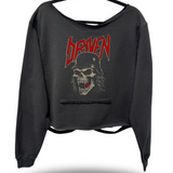 BY DEATH ROAD RASH SLASH X WIDENECK CROP BLACK SWEATSHIRT