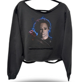 80'S MYERS ROAD RASH SLASH X WIDENECK CROP BLACK SWEATSHIRT