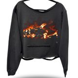 DRIVEN GHOST RIDER BATTLE ROAD RASH SLASH X WIDENECK CROP BLACK SWEATSHIRT