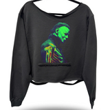MYERS SKELETON ROAD RASH SLASH X WIDENECK CROP BLACK SWEATSHIRT