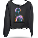 GHOSTFACE SKELETON ROAD RASH SLASH X WIDENECK CROP BLACK SWEATSHIRT