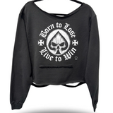 LIVE ROAD RASH SLASH X WIDENECK CROP BLACK SWEATSHIRT