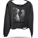 LOVE BITE ROAD RASH SLASH X WIDENECK CROP BLACK SWEATSHIRT