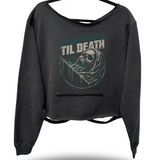 TILL DEATH ROAD RASH SLASH X WIDENECK CROP BLACK SWEATSHIRT