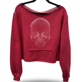 CONTOUR SKULL ROAD RASH SLASH X WIDENECK CROP RED SWEATSHIRT