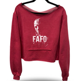 FAFO JASON ROAD RASH SLASH X WIDENECK CROP RED SWEATSHIRT