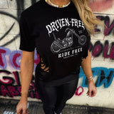 DRIVEN FREE ROAD RASH V CUT HEART BLACK CROP TOP