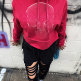 CONTOUR SKULL ROAD RASH RED STITCHES HOODIE
