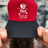 LET THEM RED BLACK CURVED TRUCKER HAT