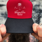 RAZA RED BLACK CURVED TRUCKER HAT