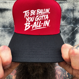 BALLIN RED BLACK CURVED TRUCKER HAT