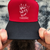 YOUR THRONE RED BLACK CURVED TRUCKER HAT