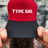 TYPE SHI RED BLACK CURVED TRUCKER HAT