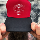 FAITH RED BLACK CURVED TRUCKER HAT