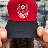 CRUISIN RED BLACK CURVED TRUCKER HAT