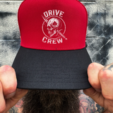 DRIVE CREW RED BLACK CURVED TRUCKER HAT