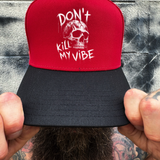 MY VIBE RED BLACK CURVED TRUCKER HAT