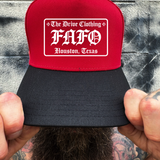 TDC FAFO RED BLACK CURVED TRUCKER HAT