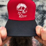 SON B*TCH RED BLACK CURVED TRUCKER HAT