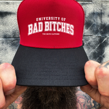UNIVERSITY RED BLACK CURVED TRUCKER HAT