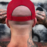 JERSEY RED BLACK CURVED TRUCKER HAT