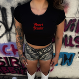 HEART BREAKER CAP SLEEVE BABY RIB CROP TOP