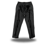 SKELETON ROAD RASH BLACK OPEN-BOTTOM SWEATPANTS - BLACK ON BLACK