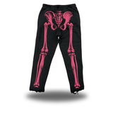 SKELETON ROAD RASH BLACK OPEN-BOTTOM SWEATPANTS - PINK