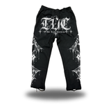 GOTHIC SPIDERWEB - ROAD RASH BLACK OPEN-BOTTOM SWEATPANTS
