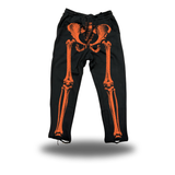 SKELETON ROAD RASH BLACK OPEN-BOTTOM SWEATPANTS - ORANGE