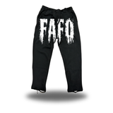 FAFO GRUNGE - ROAD RASH BLACK OPEN-BOTTOM SWEATPANTS