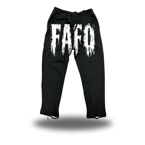 FAFO GRUNGE - ROAD RASH BLACK OPEN-BOTTOM SWEATPANTS