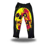 XSKULL - DISTRESSED BLACK OPEN-BOTTOM SWEATPANTS