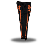 SKELETON ROAD RASH BLACK OPEN-BOTTOM SWEATPANTS - ORANGE