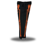 SKELETON ROAD RASH BLACK OPEN-BOTTOM SWEATPANTS - ORANGE