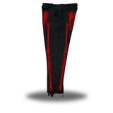 SKELETON ROAD RASH BLACK OPEN-BOTTOM SWEATPANTS - RED