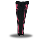SKELETON ROAD RASH BLACK OPEN-BOTTOM SWEATPANTS - PINK