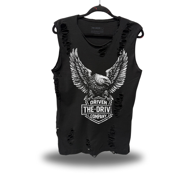 EAGLE SHIELD - ROAD RASH SLASH MUSCLE BLACK TANK TOP