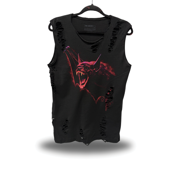 BLOOD BAT - ROAD RASH SLASH MUSCLE BLACK TANK TOP