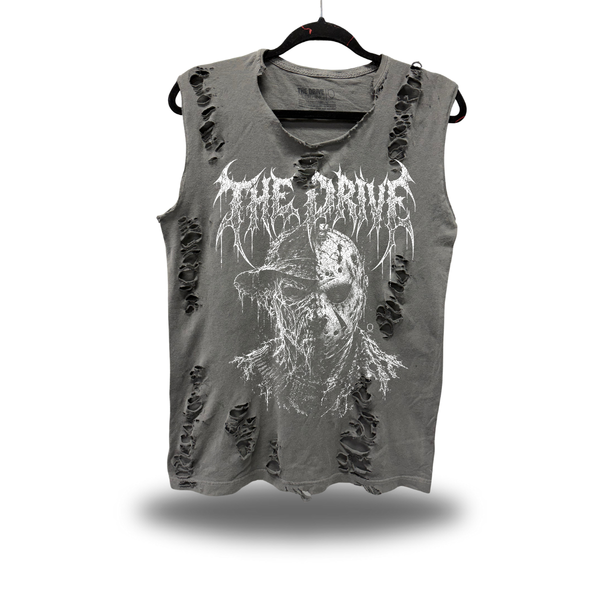 FIGHTING EVIL - ROAD RASH SLASH MUSCLE VINTAGE GREY TANK TOP