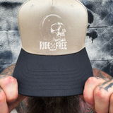 RIDE FREE BLACK & SAND CURVED BILL TRUCKER HAT