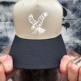 FREE SPIRIT BLACK & SAND CURVED BILL TRUCKER HAT