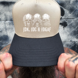 IDC BLACK & SAND CURVED BILL TRUCKER HAT